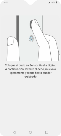 Sigue las indicaciones de la pantalla para crear una huella digital como código de seguridad.
