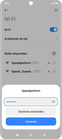 Introduce la contraseña de la red wifi y pulsa Conectar.