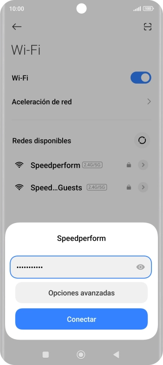 Introduce la contraseña de la red wifi y pulsa Conectar.
