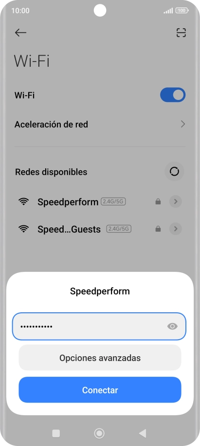 Introduce la contraseña de la red wifi y pulsa Conectar.