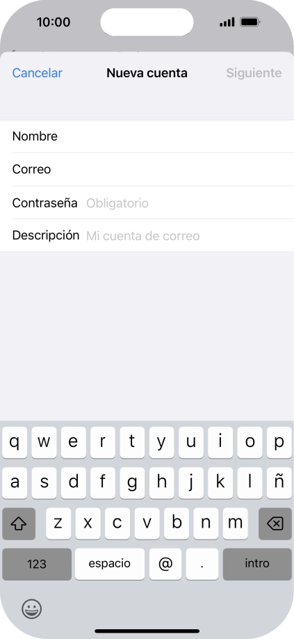 Pulsa Contraseña e introduce la contraseña de tu cuenta de correo electrónico.