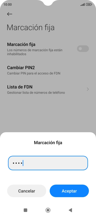 Introduce el código PIN2 y pulsa Aceptar.
