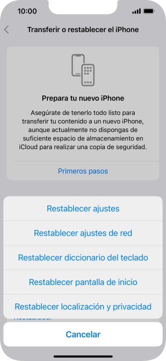 Pulsa Restablecer ajustes.