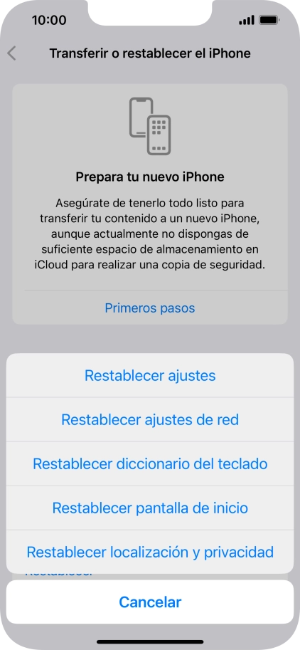 Pulsa Restablecer ajustes.