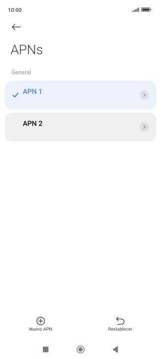 Pulsa la conexión de datos deseada para activarla.