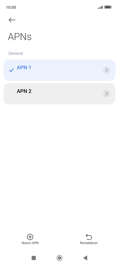 Pulsa la conexión de datos deseada para activarla.