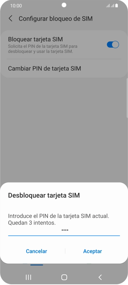 Introduce tu código PIN y pulsa Aceptar.