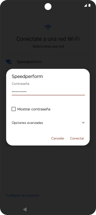 Introduce la contraseña de la red wifi y pulsa Conectar.
