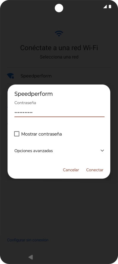 Introduce la contraseña de la red wifi y pulsa Conectar.
