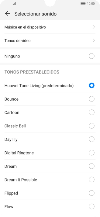 Pulsa Música en el dispositivo.