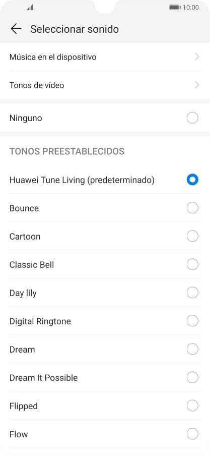 Pulsa Música en el dispositivo.