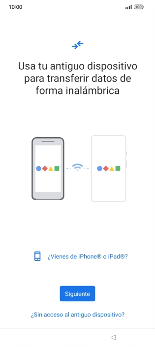 Sigue las indicaciones de la pantalla para transferir contenido desde otro teléfono.