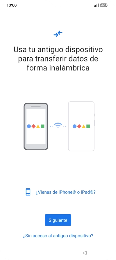 Sigue las indicaciones de la pantalla para transferir contenido desde otro teléfono.