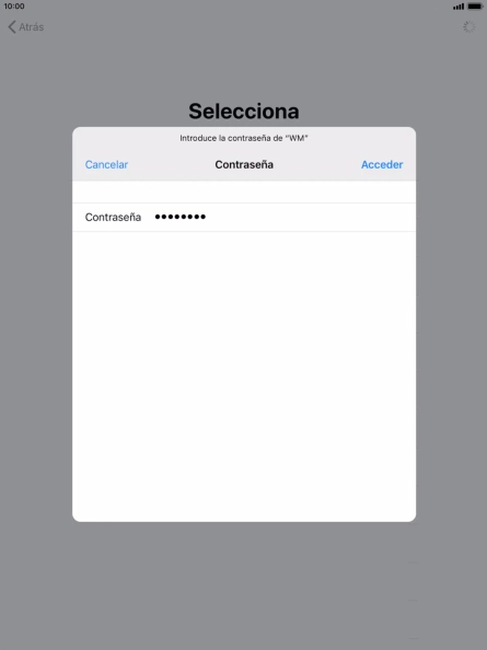 Introduce la contraseña de la red wifi y pulsa Acceder.