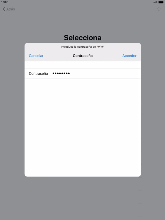 Introduce la contraseña de la red wifi y pulsa Acceder.