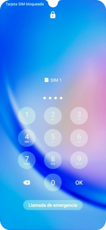 Si es necesario desbloquear la tarjeta SIM, introduce el código PIN y pulsa OK.