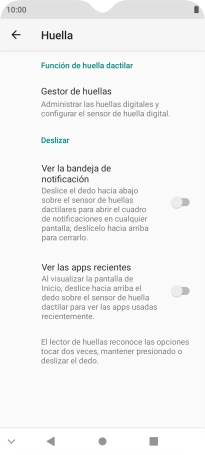 Pulsa Gestor de huellas.