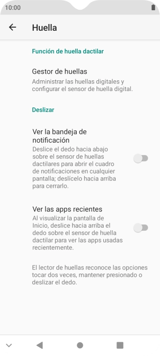 Pulsa Gestor de huellas.