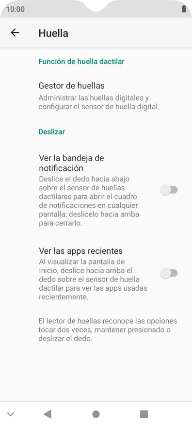 Pulsa Gestor de huellas.