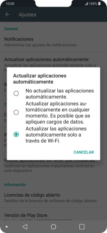 Para desactivar la actualización automática de apps, pulsa No actualizar las aplicaciones automáticamente..