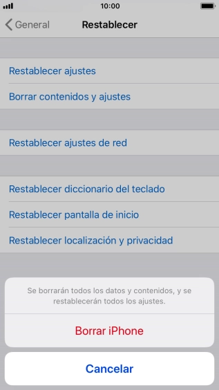 Pulsa Borrar iPhone.