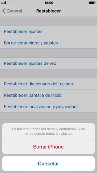 Pulsa Borrar iPhone.