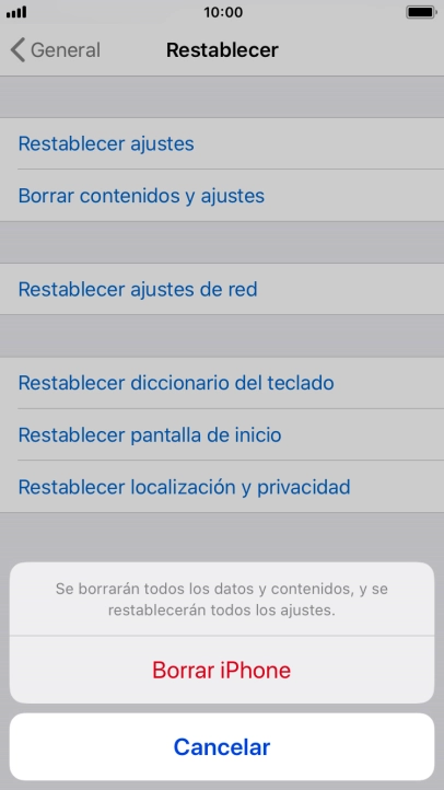 Pulsa Borrar iPhone.