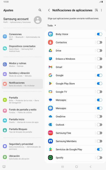 Pulsa la lista desplegable.