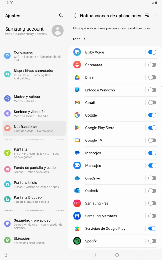 Pulsa la lista desplegable.