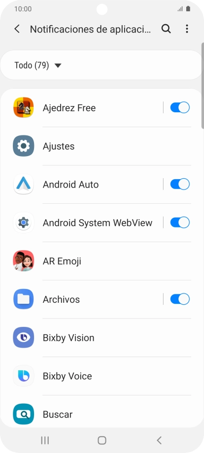 Pulsa el indicador junto a las apps deseadas para activar o desactivar la función.