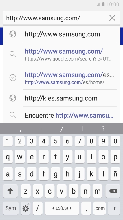 Introduce la dirección de la página web deseada y pulsa Ir.
