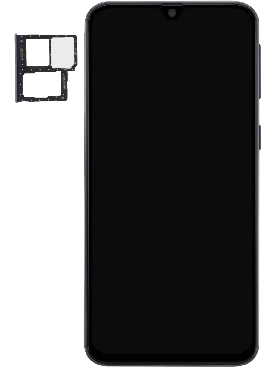 Gira la tarjeta SIM de modo que la esquina biselada de la tarjeta coincida con la esquina biselada del segundo contenedor. A continuación insértala en el contenedor.