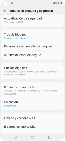Pulsa Tipo de bloqueo e introduce el código de seguridad extra que has creado anteriormente.