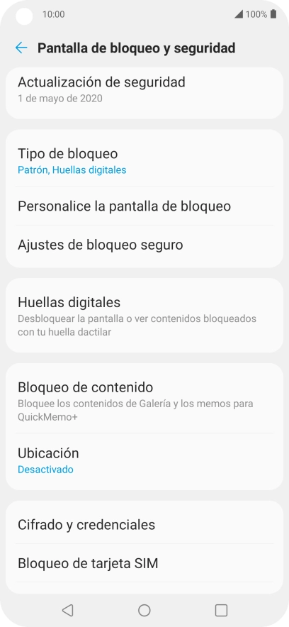 Pulsa Tipo de bloqueo e introduce el código de seguridad extra que has creado anteriormente.