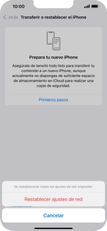 Pulsa Restablecer ajustes de red.