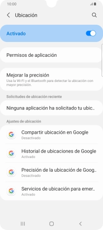 Pulsa Permisos de aplicación.