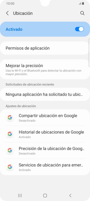 Pulsa Permisos de aplicación.