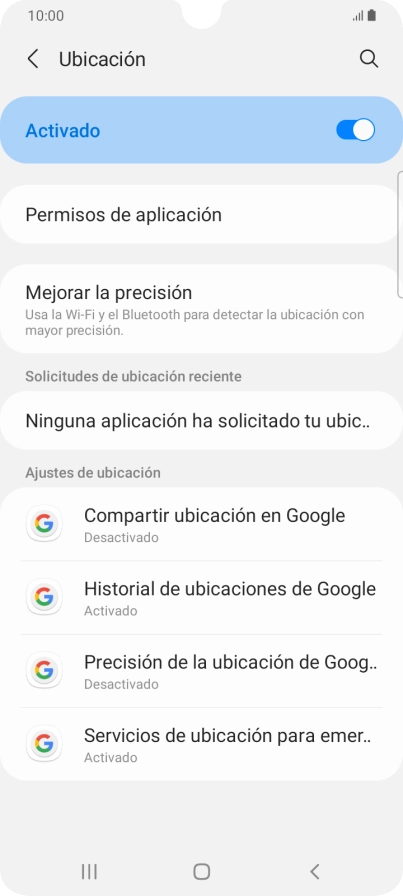 Pulsa Permisos de aplicación.