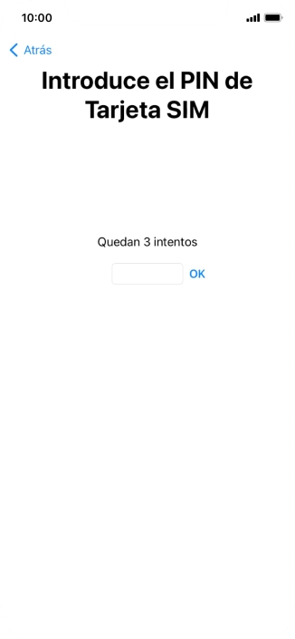 Si es necesario desbloquear la tarjeta SIM, introduce el código PIN y pulsa OK.