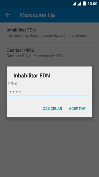 Introduce el código PIN2 y pulsa ACEPTAR.