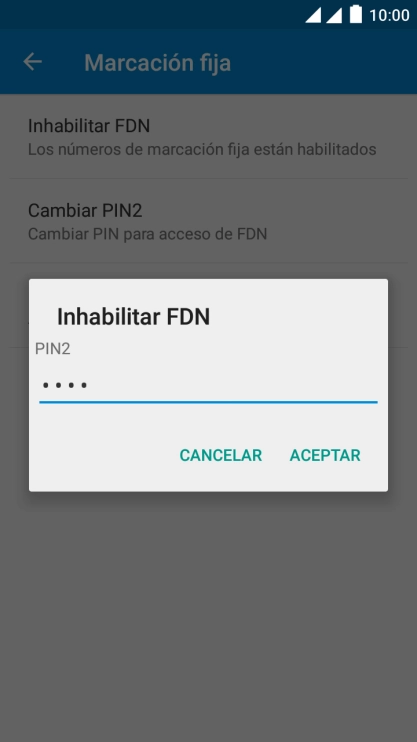 Introduce el código PIN2 y pulsa ACEPTAR.