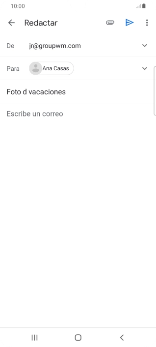 Pulsa en el campo de escritura  y escribe el texto del correo electrónico.