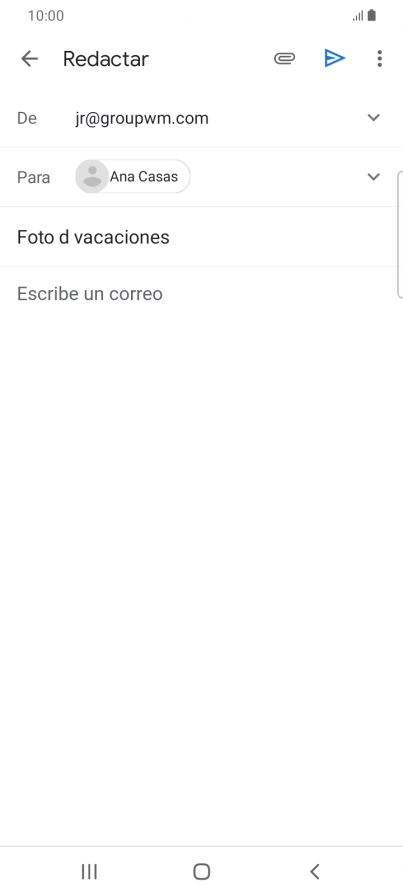 Pulsa en el campo de escritura  y escribe el texto del correo electrónico.