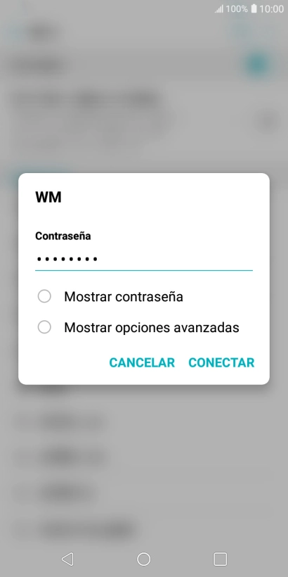 Introduce la contraseña de la red wifi y pulsa CONECTAR.