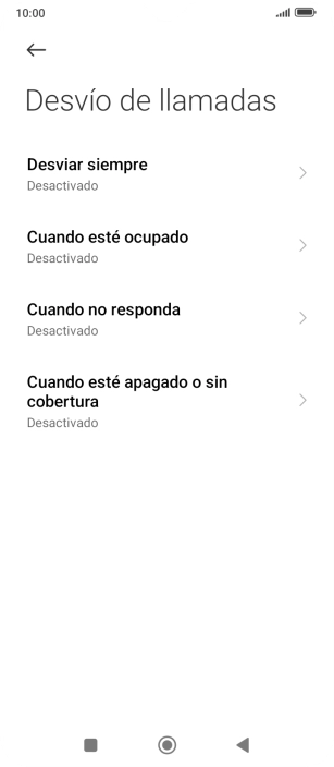 Pulsa el tipo de desvío deseado.