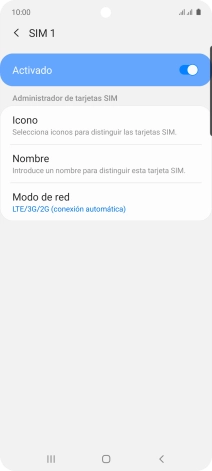 Pulsa el indicador para activar o desactivar el uso de la tarjeta SIM.