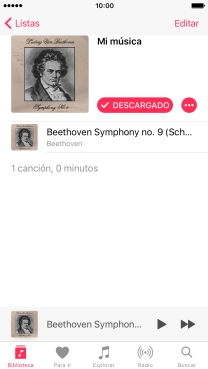 Pulsa con intensidad el archivo de música deseado hasta que aparezca un menú emergente en la pantalla.