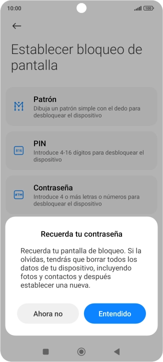 Pulsa Entendido y sigue las indicaciones de la pantalla para crear un código de seguridad del teléfono adicional.