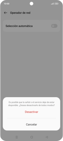 Pulsa Desactivar para desactivar la función y espera mientras el teléfono está buscando redes.