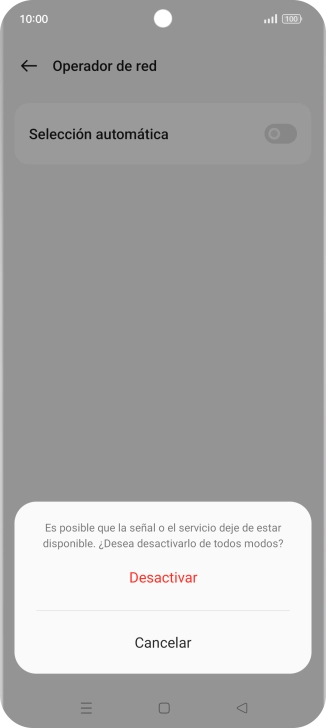 Pulsa Desactivar para desactivar la función y espera mientras el teléfono está buscando redes.